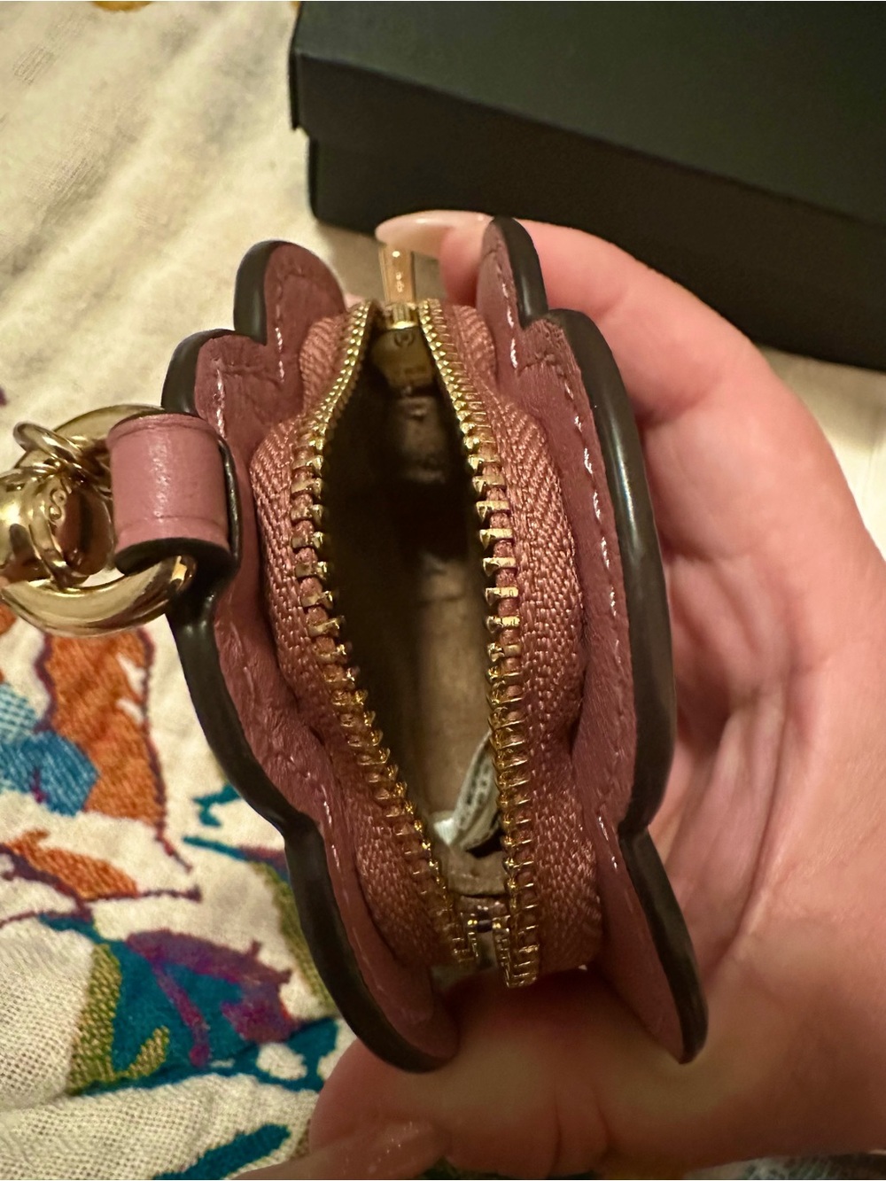Coach Tea Rose Bag Charm Gold & Peony CDB15 - Picture 5 of 5